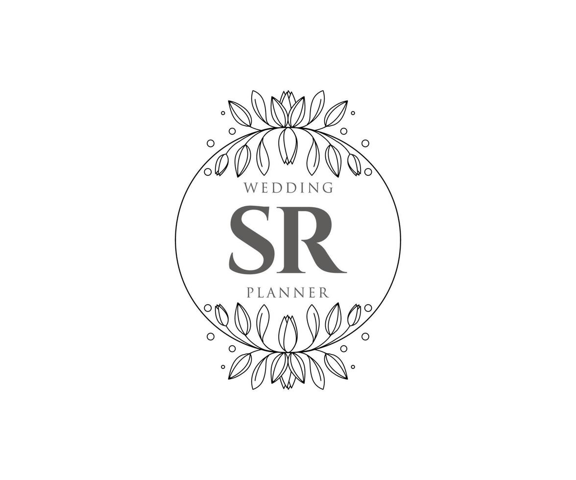 sr initialer brev bröllop monogram logotyper samling, hand dragen modern minimalistisk och blommig mallar för inbjudan kort, spara de datum, elegant identitet för restaurang, boutique, Kafé i vektor