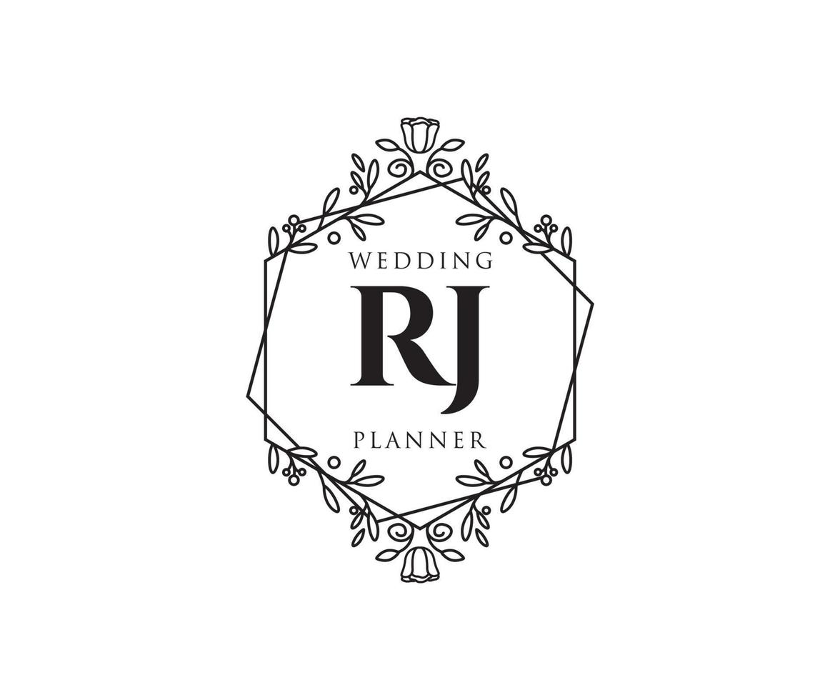 rj initialen brief hochzeitsmonogramm logos sammlung, handgezeichnete moderne minimalistische und florale vorlagen für einladungskarten, save the date, elegante identität für restaurant, boutique, café im vektor