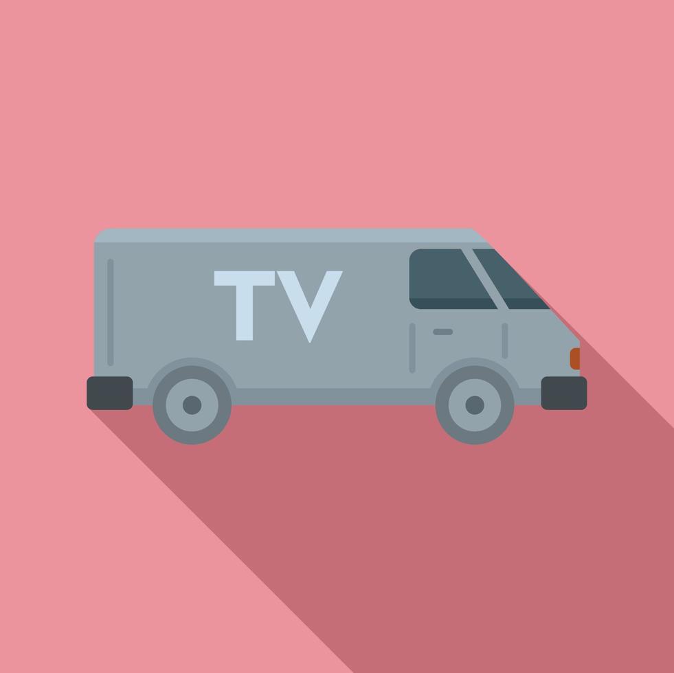 TV-Van-Fahrzeugsymbol, flacher Stil vektor