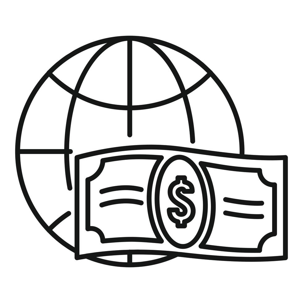 Symbol für globale Geldüberweisung, Umrissstil vektor