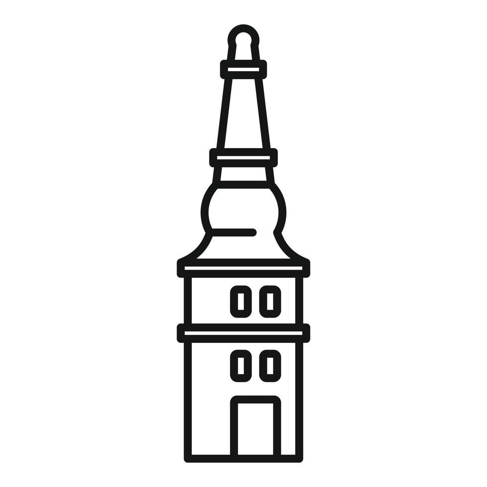 historisk riga torn ikon, översikt stil vektor
