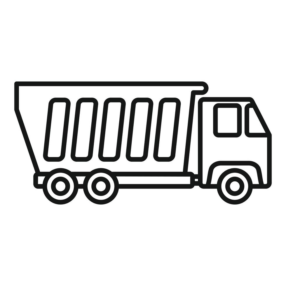 tippvagn lastbil ikon, översikt stil vektor