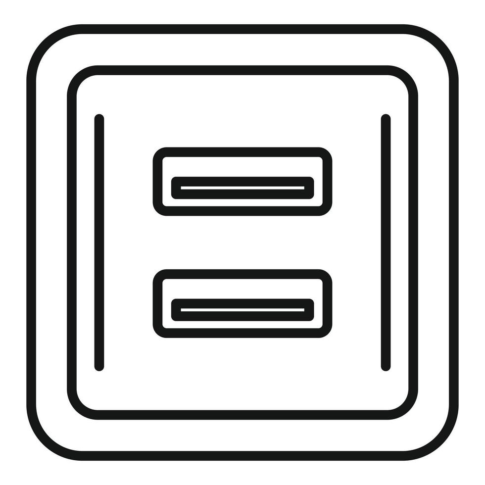 usb-steckdosensymbol, umrissstil vektor