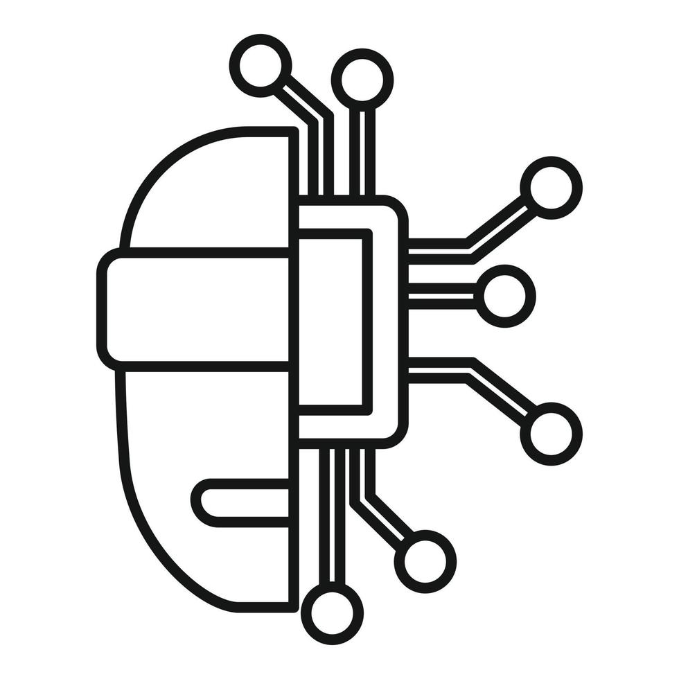 Chatbot-Symbol für maschinelles Lernen, Umrissstil vektor