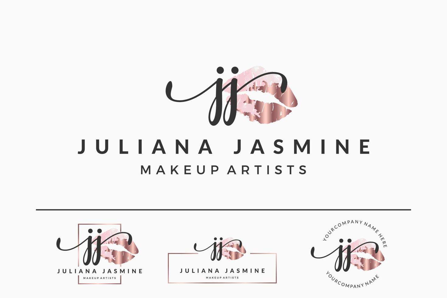 Anfangsbuchstabe jj j Logo für Lippe, Kuss, Lippenstift, Make-up-Vektor-Design-Kollektion vektor