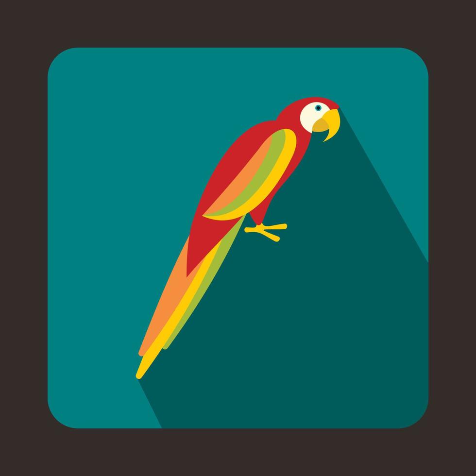 färgrik papegoja ikon i platt stil vektor