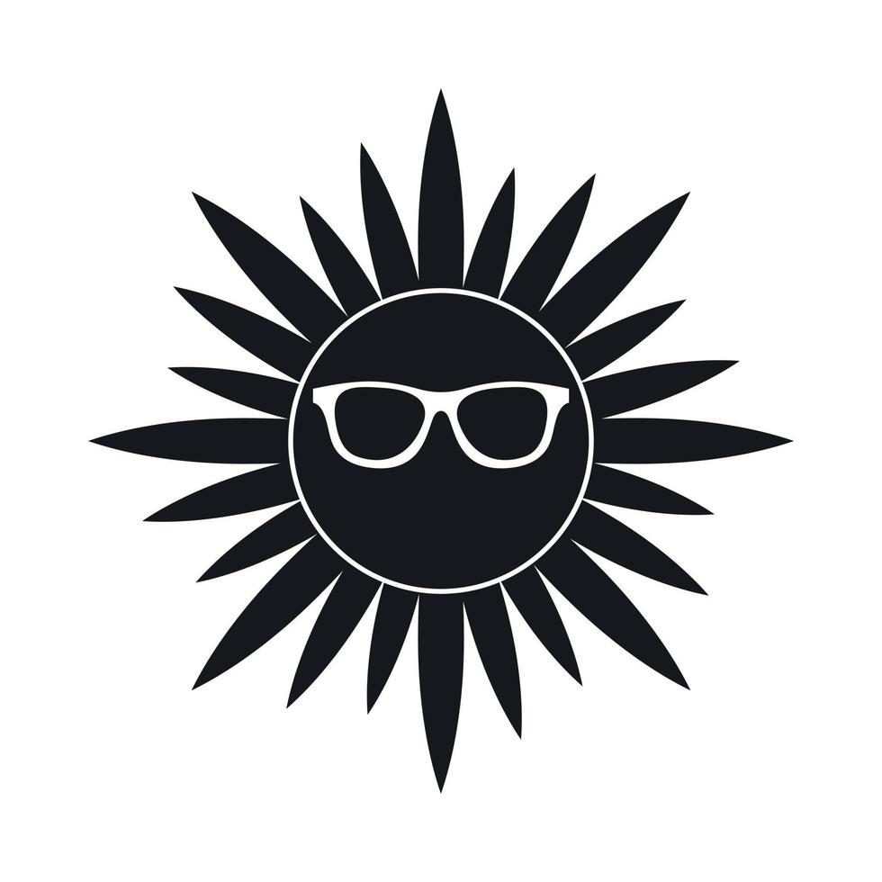 Sol i glasögon ikon, enkel stil vektor