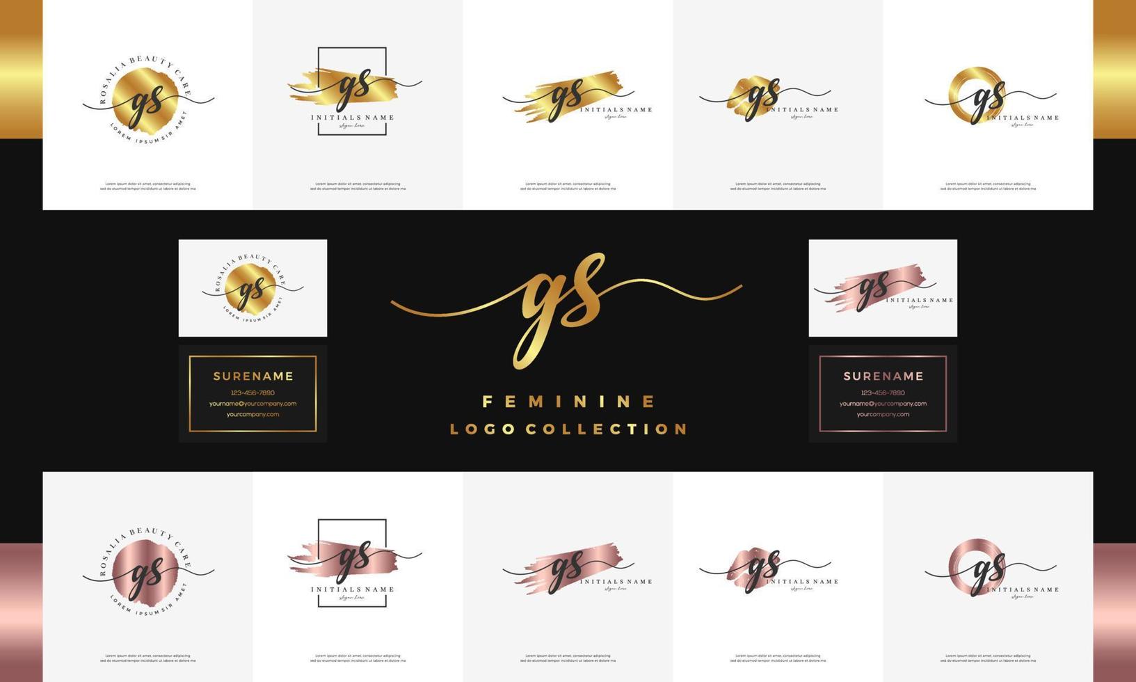 eleganter luxus-anfangsbuchstabe gs gs handschrift gold logo design für schönheit, salon, massage, kosmetik oder spa. vektor