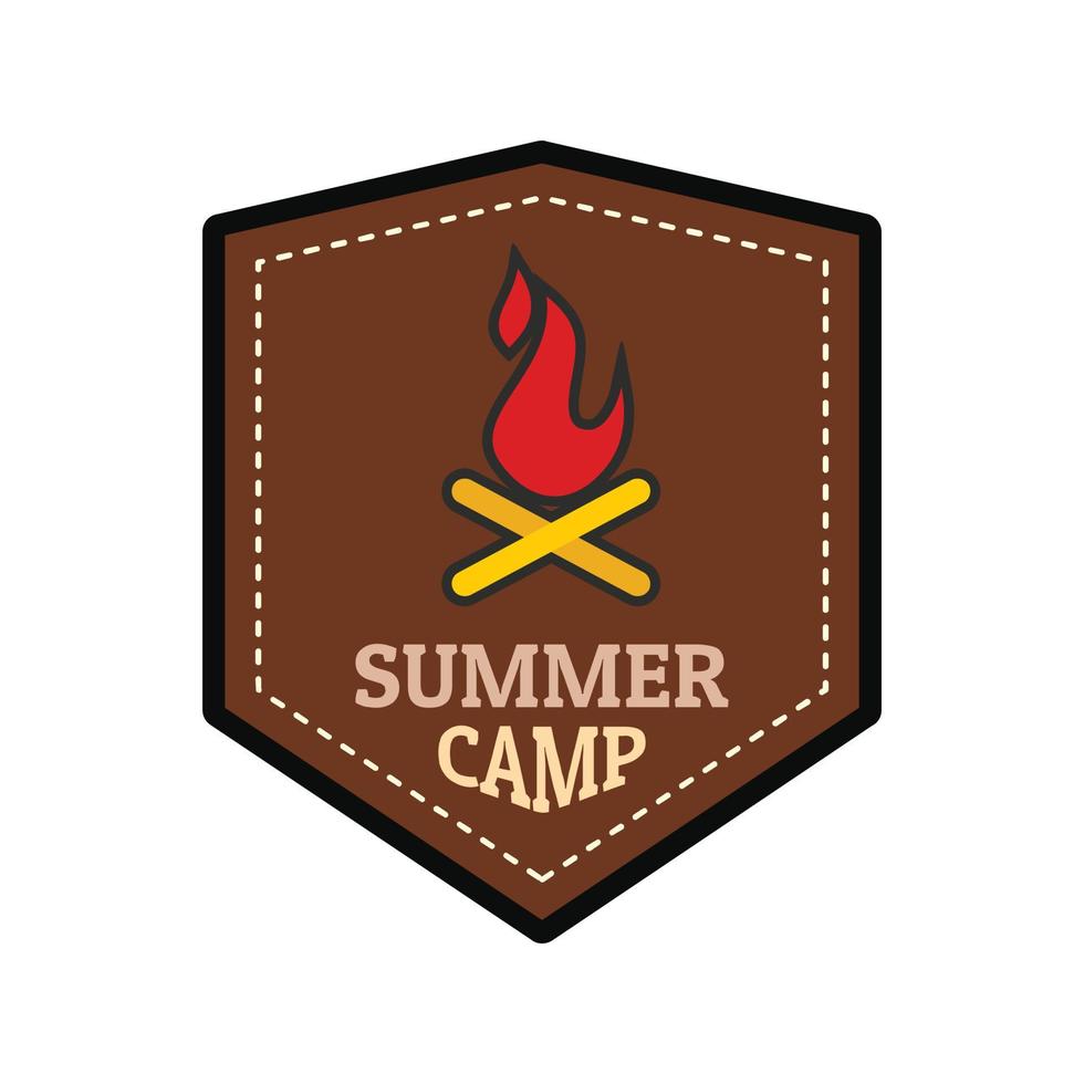 sommar brand läger logotyp, platt stil vektor
