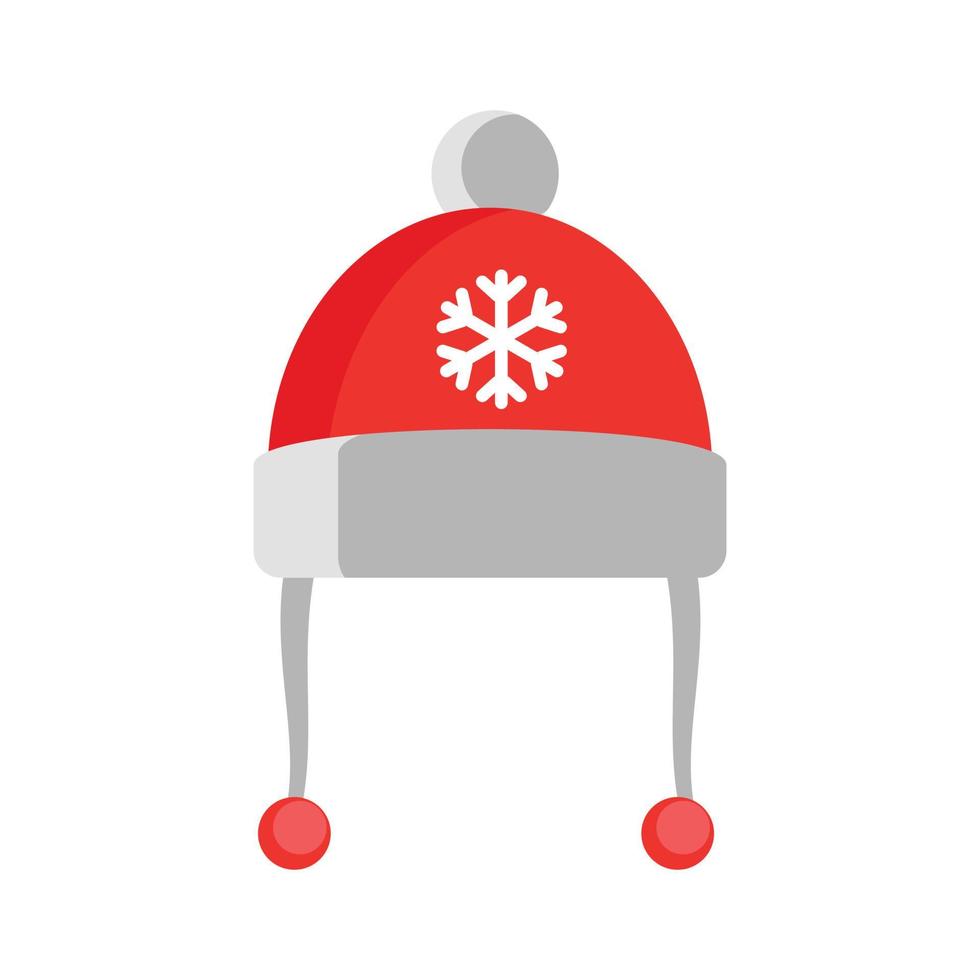 röd vinter- hatt ikon, platt stil vektor