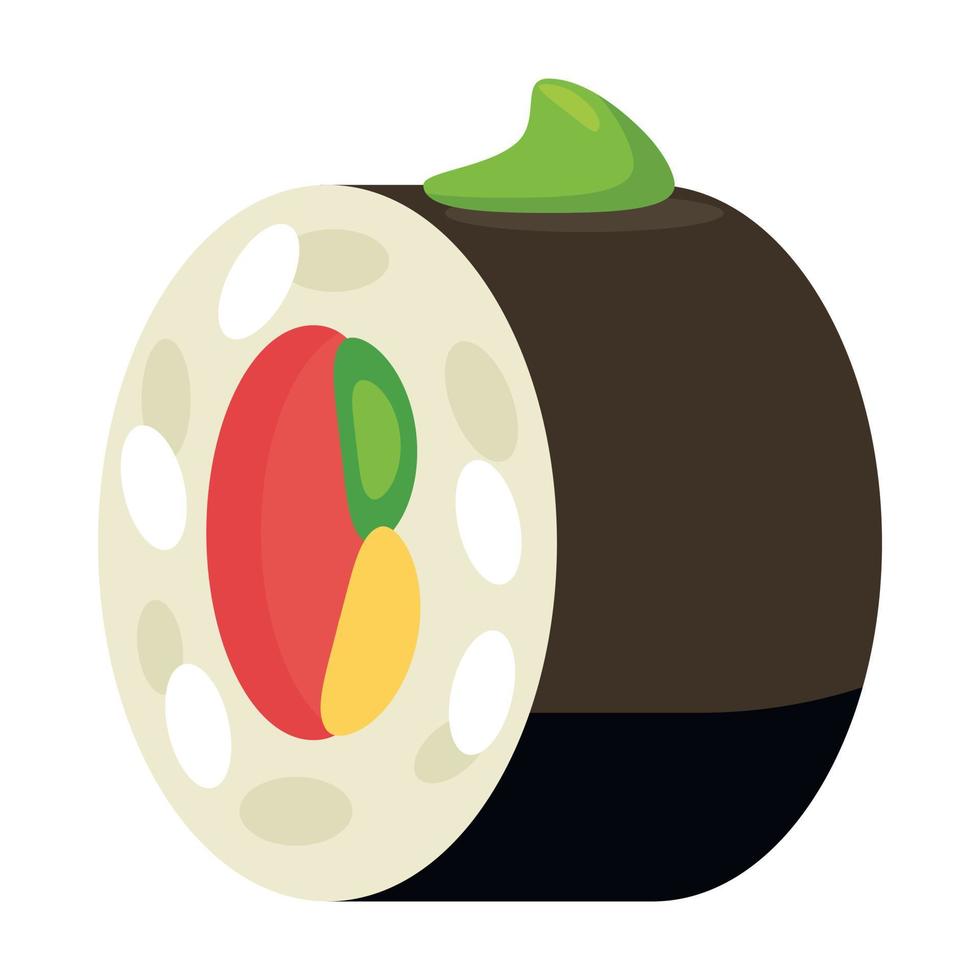 Sushi-Rolle-Symbol, Cartoon-Stil vektor