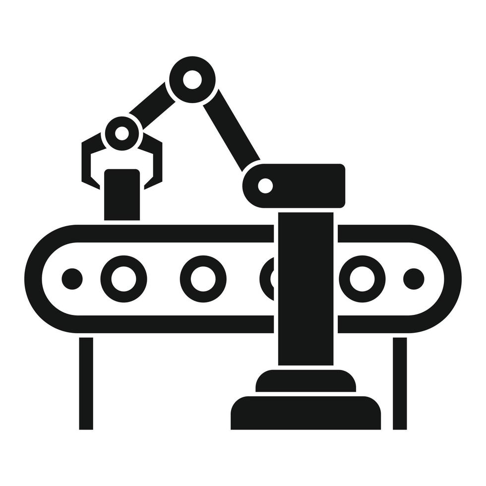 Roboter-Hand-Fließband-Symbol, einfachen Stil vektor