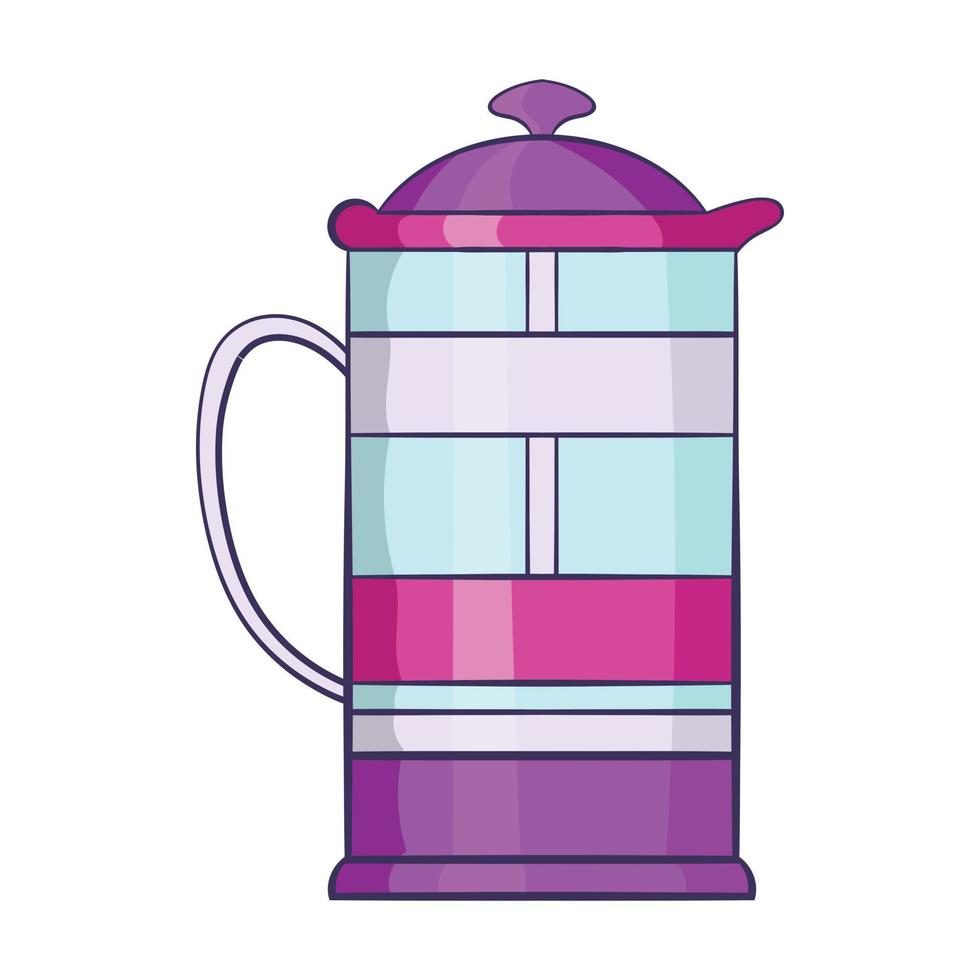 French Press Kaffeemaschine Symbol, Cartoon-Stil vektor