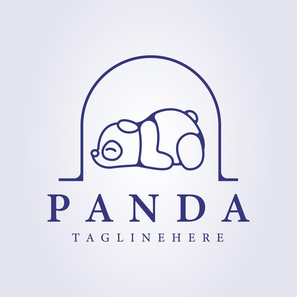 monoline sovande panda logotyp ikon vektor illustration design