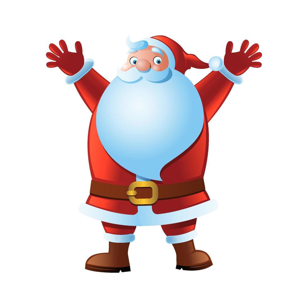 ClipArt av tecknad serie version av santa claus höja hand i jul säsong vektor