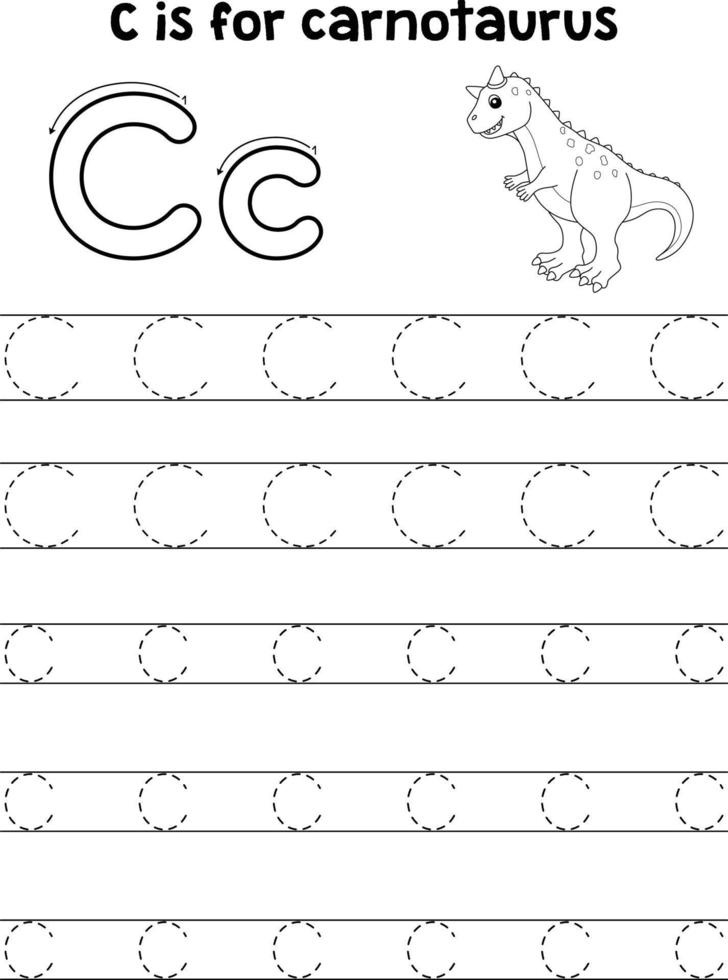 carnotaurus dinosaurier buchstaben abc färbung c vektor