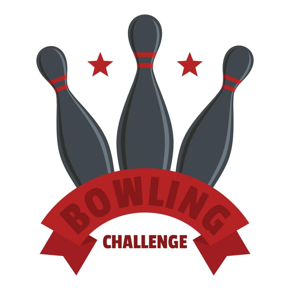 Bowling-Challenge-Logo, flacher Stil vektor