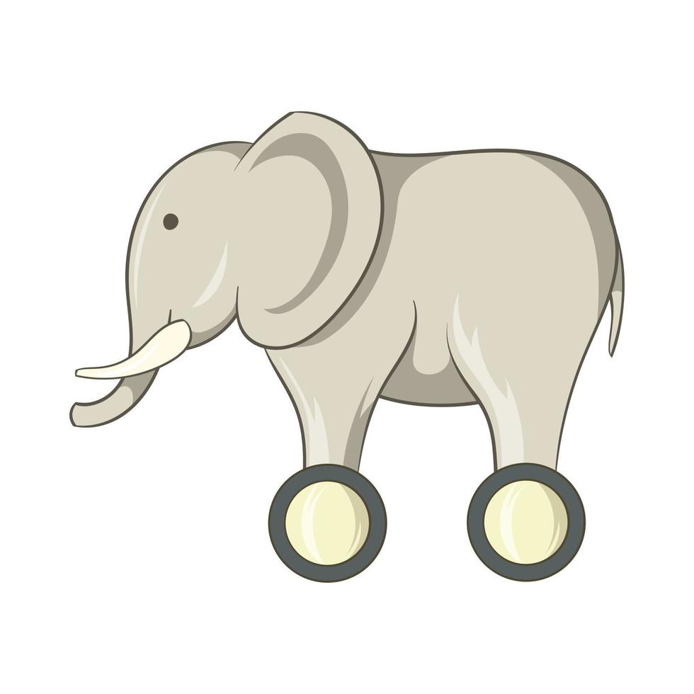 Spielzeug-Elefant auf Rädern Symbol, Cartoon-Stil vektor