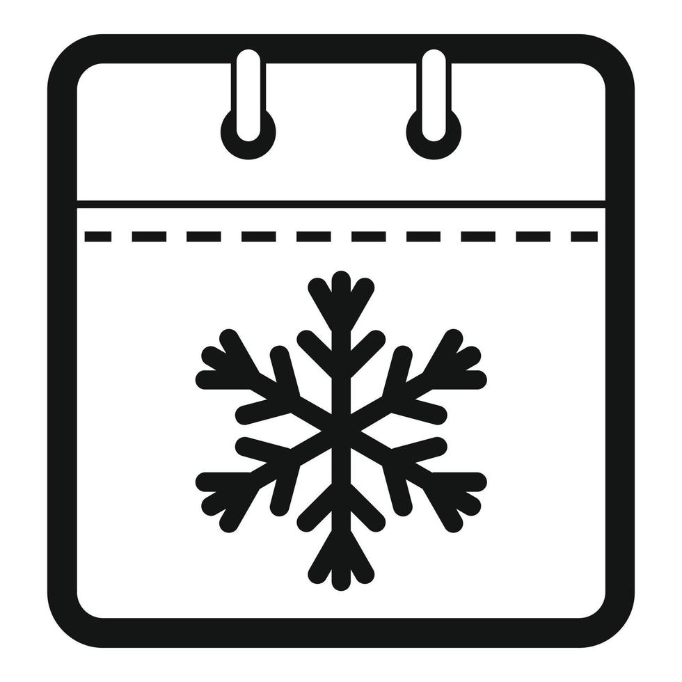 kalender vinter- ikon, enkel svart stil vektor