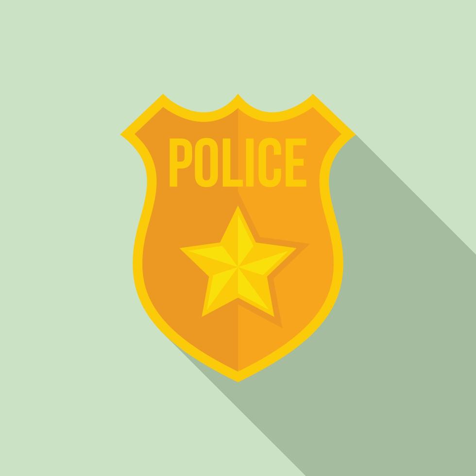 polis guld skydda ikon, platt stil vektor
