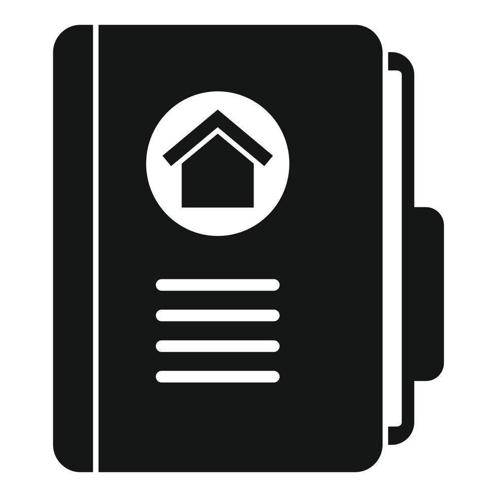 fastighetsmäklare hus mapp ikon, enkel stil vektor