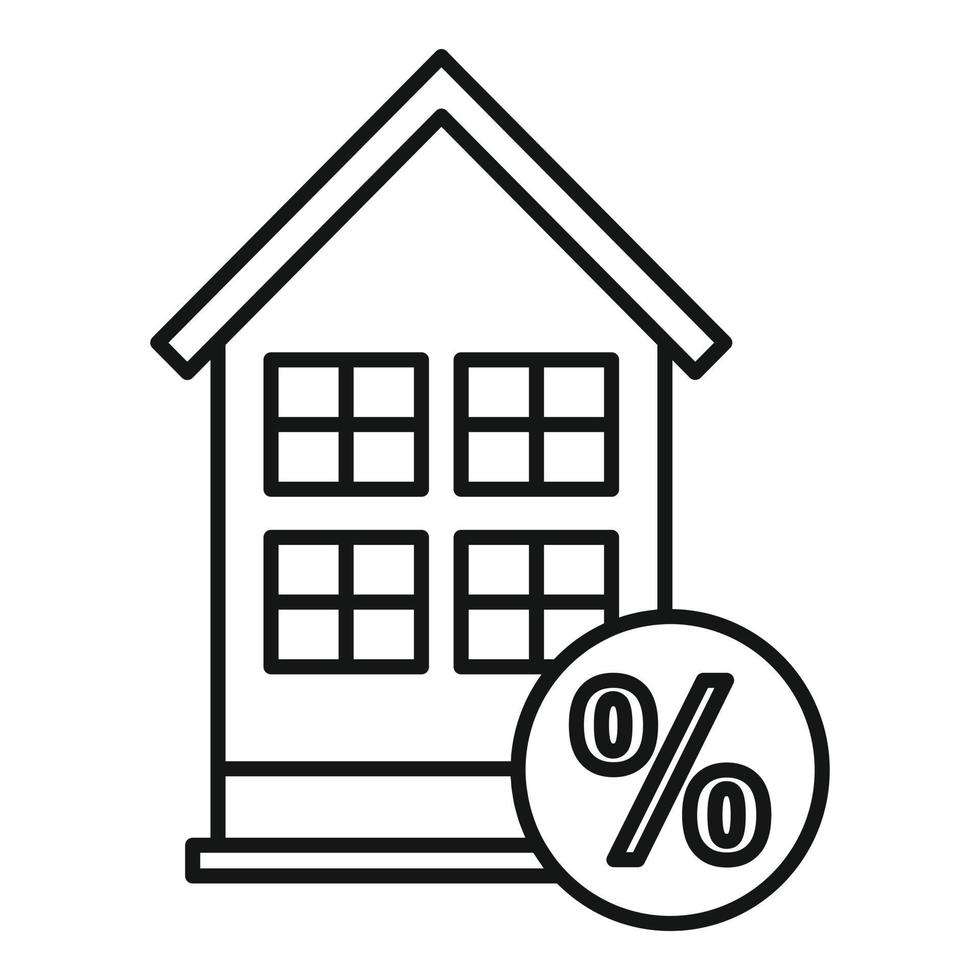 Immobilienmakler-Prozent-Hauskauf-Symbol, Umrissstil vektor