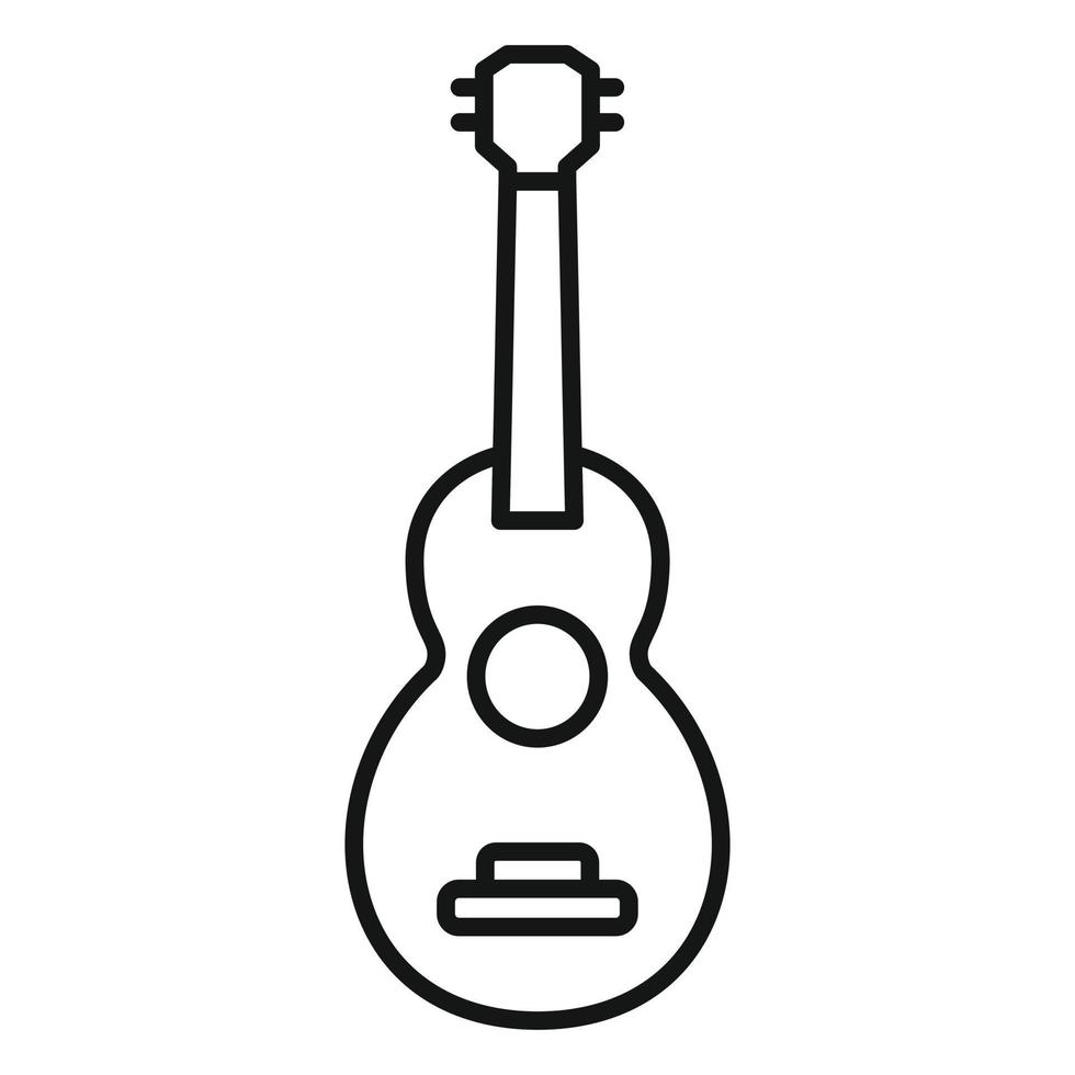 trä gitarr ikon, översikt stil vektor