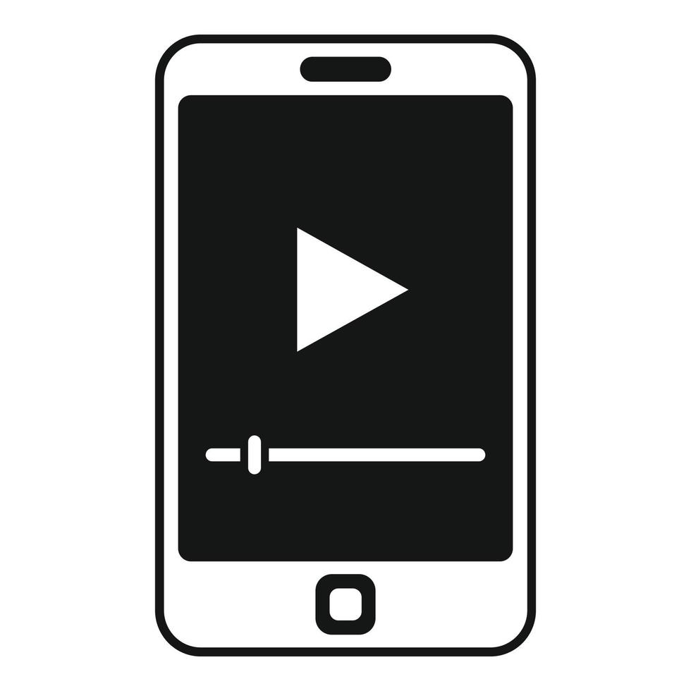Video-Smartphone-Symbol, einfacher Stil vektor