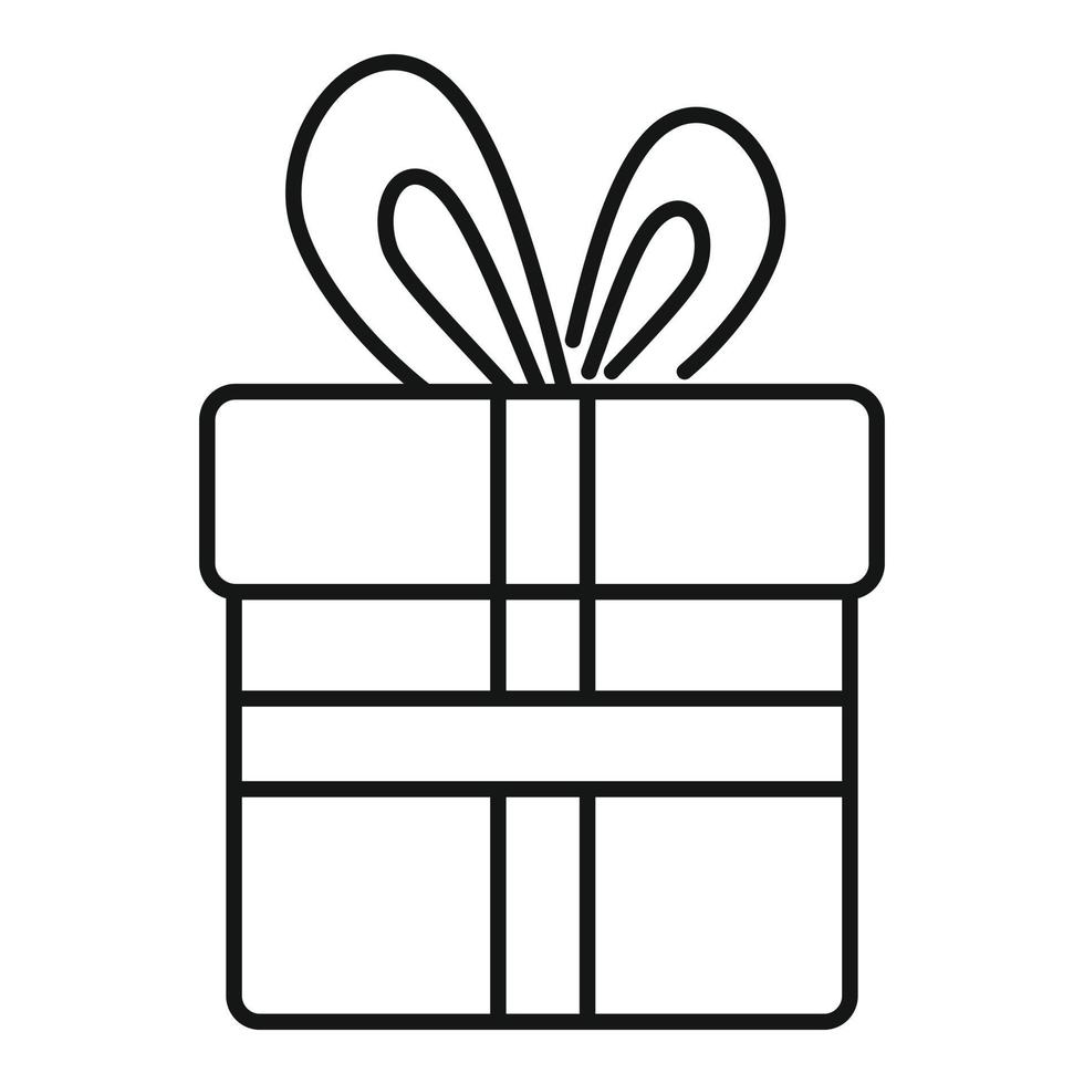 bestickning gåva låda ikon, översikt stil vektor