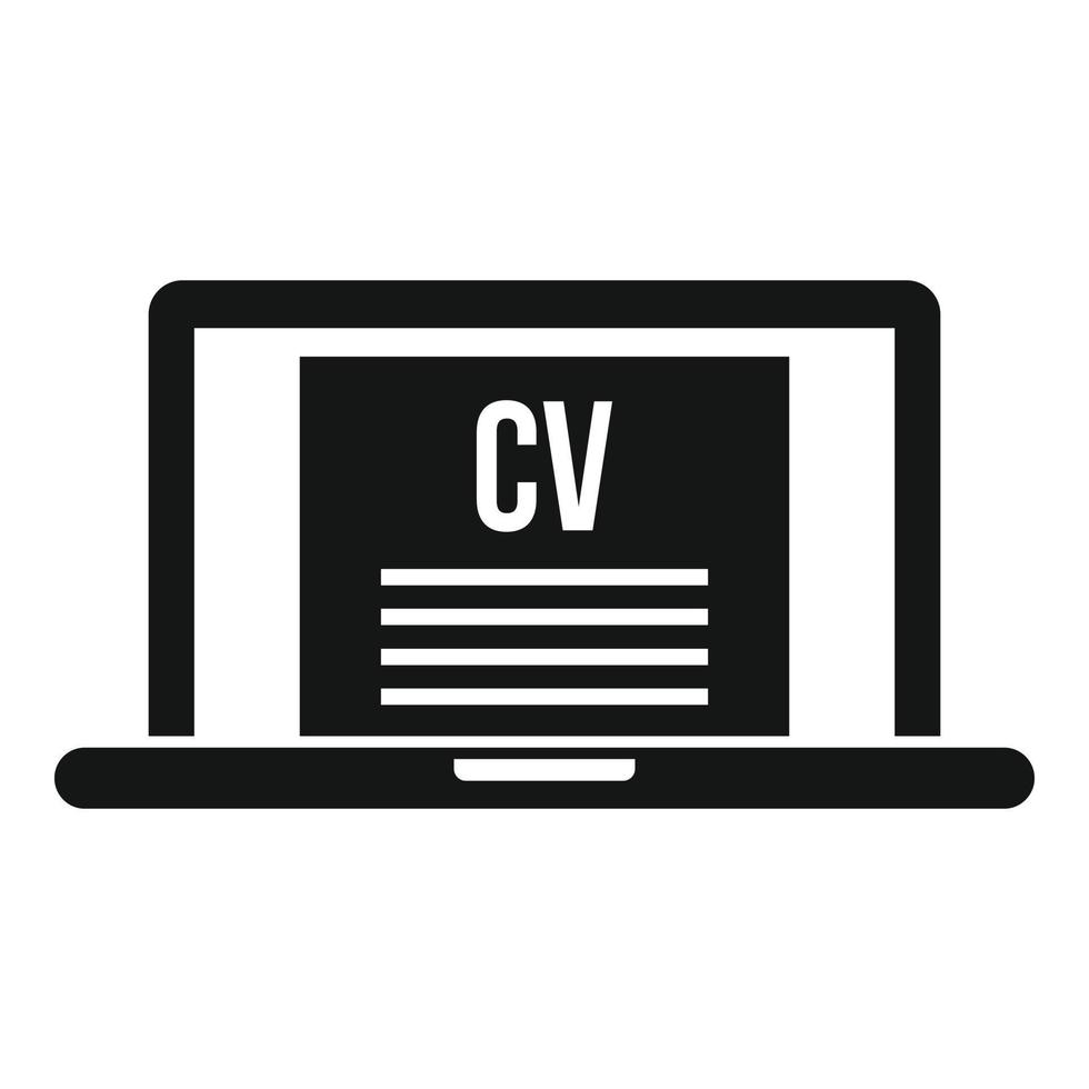 uppkopplad bärbar dator CV ikon, enkel stil vektor