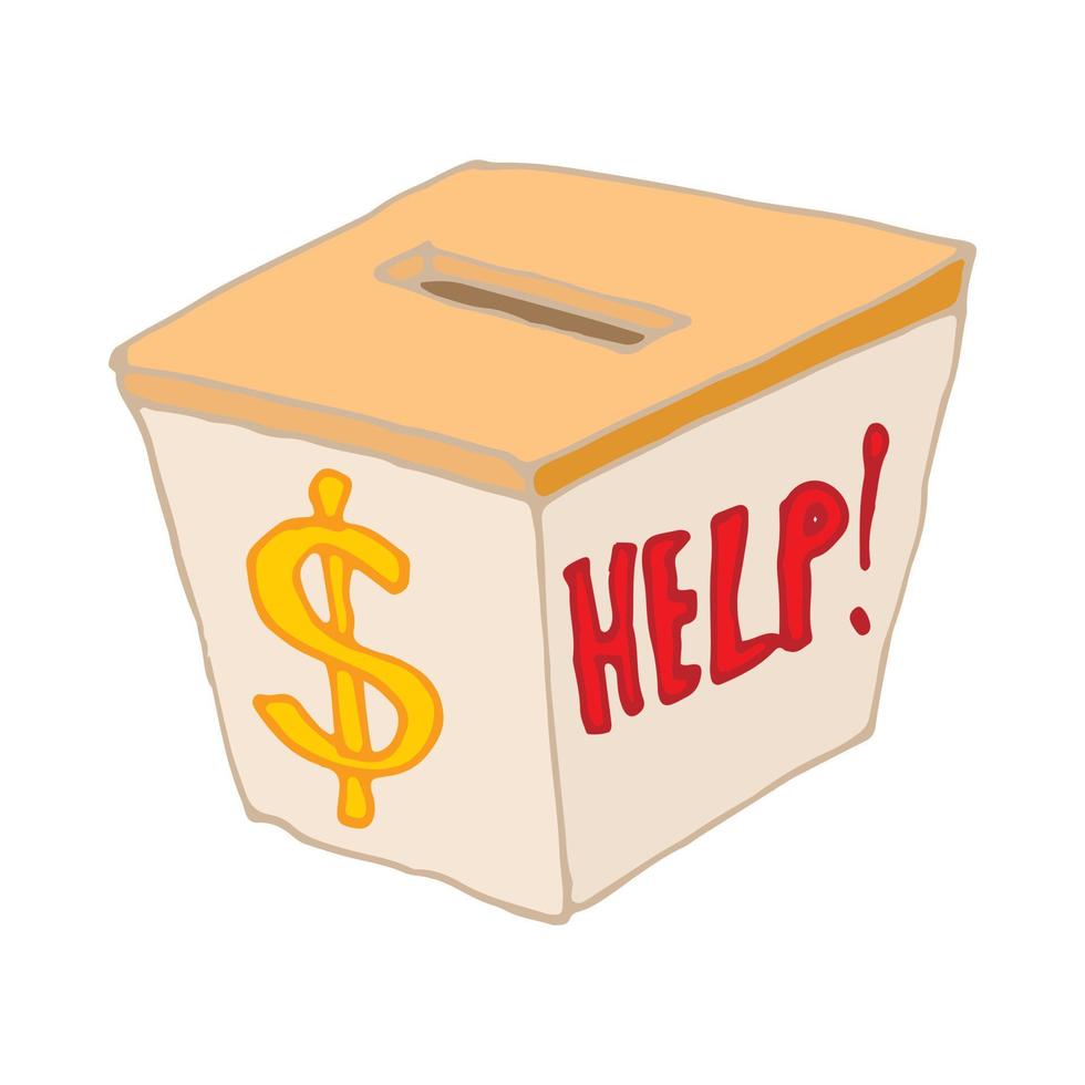 låda med kontanter donationer ikon, tecknad serie stil vektor