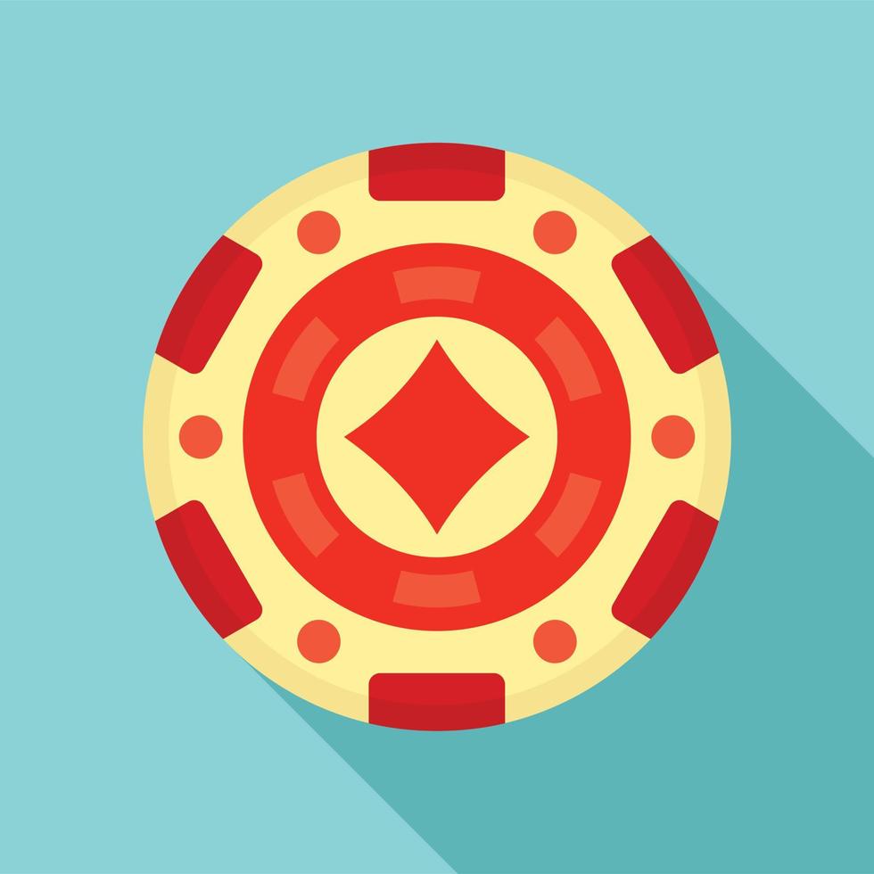 rotes Casino-Chip-Symbol, flacher Stil vektor