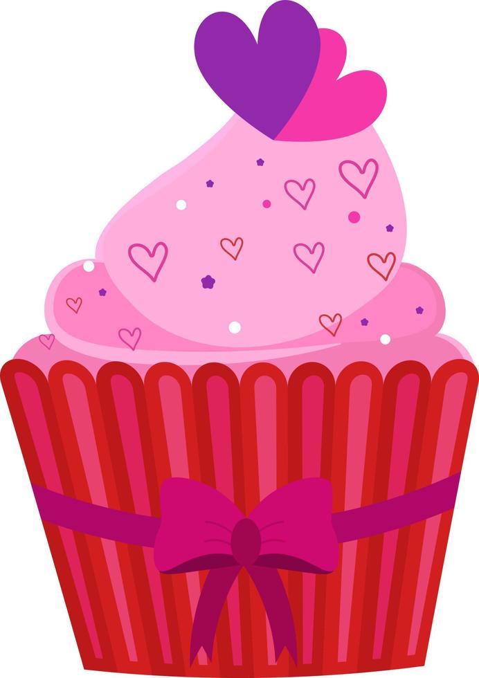 Valentine Cupcake-Symbol mit Herzen vektor