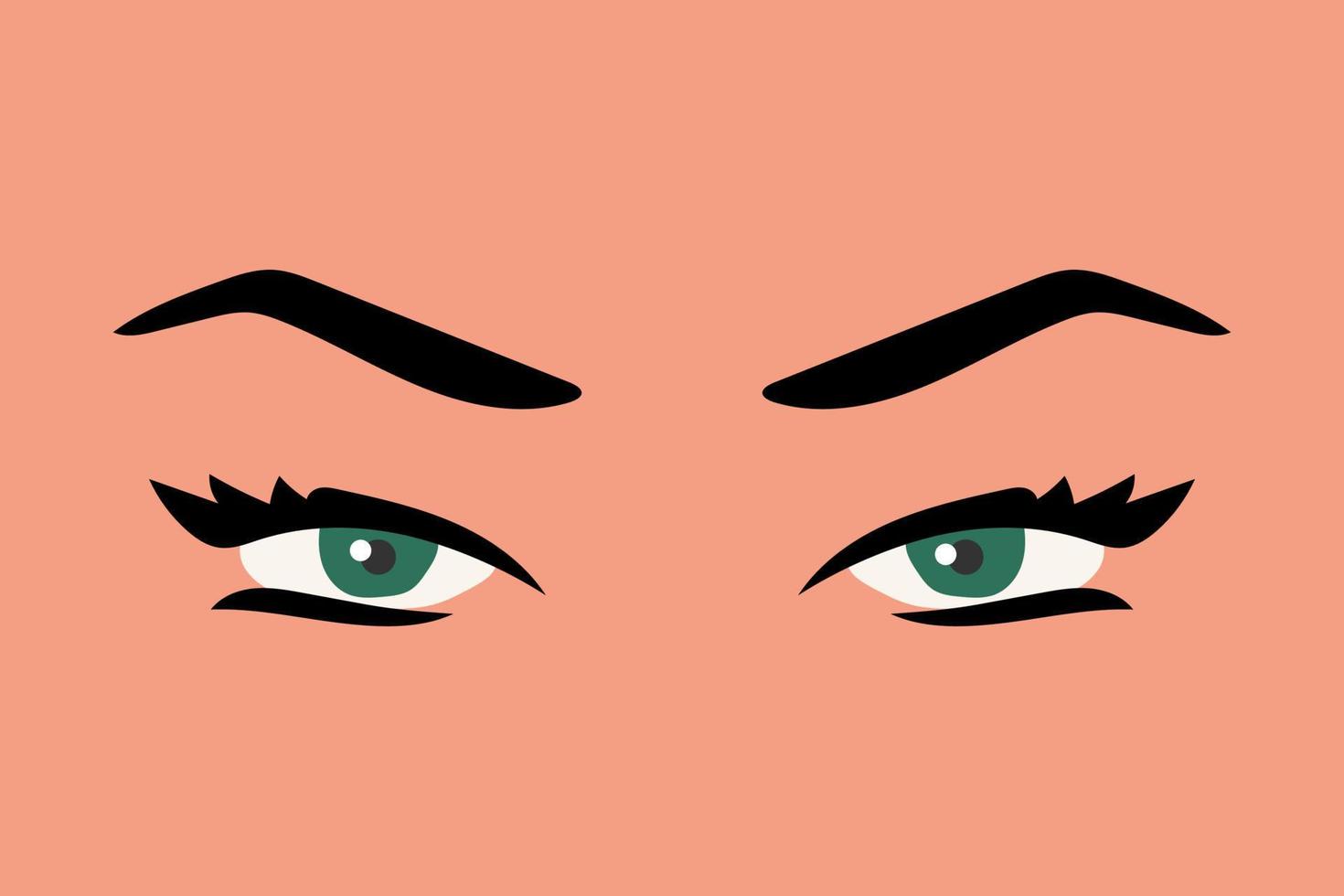 ögon och ögonbryn på en beige bakgrund. vektor illustration