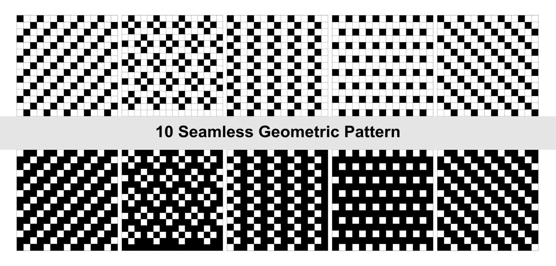 10 geometrisk mönster i svart och vit. vektor