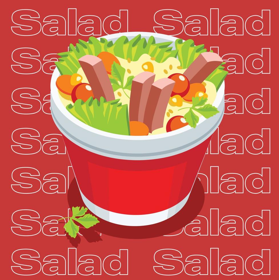 vektor illustration bakgrund snabb mat sallad symbol