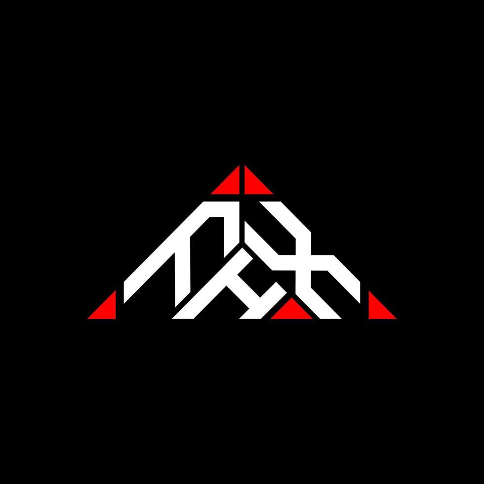 fhx brev logotyp kreativ design med vektor grafisk, fhx enkel och modern logotyp i runda triangel form.