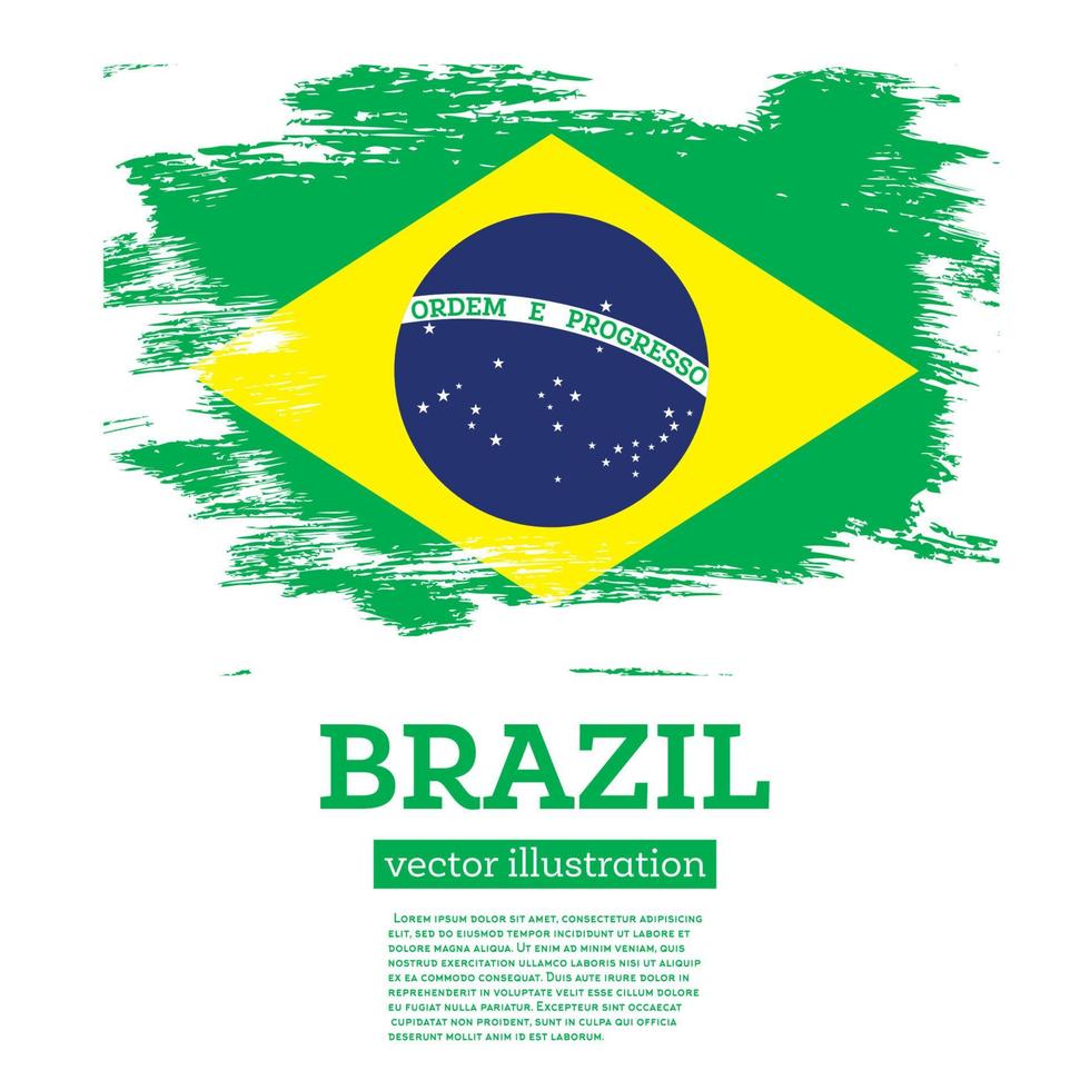 Brasilien flagga med borsta slag. vektor