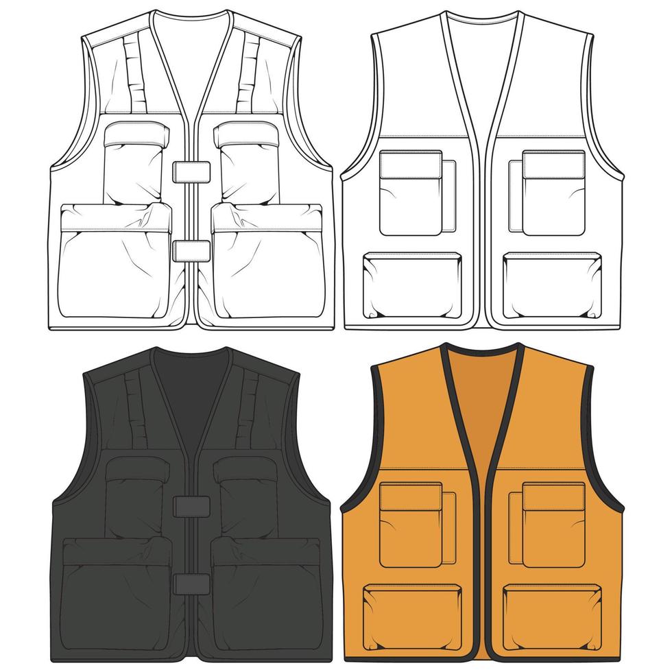 uppsättning av bröstväst väska färg vektor, bröst väst väska i en skiss stil, vektor illustration.