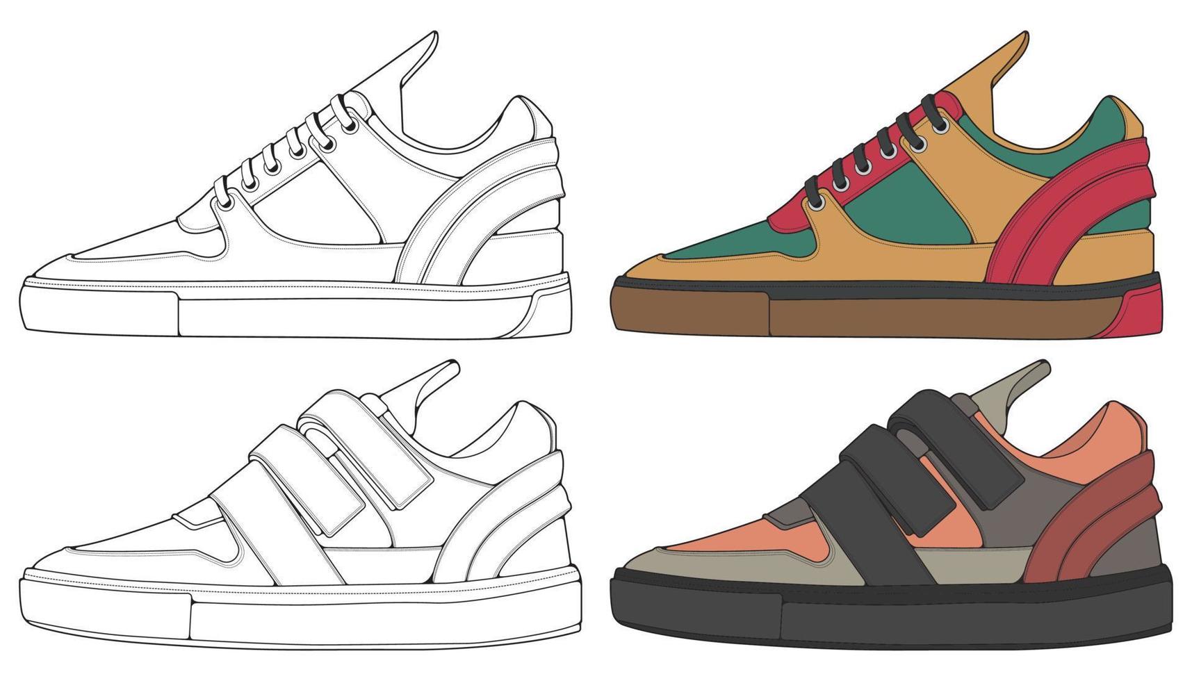 Sneaker Schuh absetzen. Konzept. flaches Design. Vektor-Illustration. Turnschuhe im flachen Stil. vektor