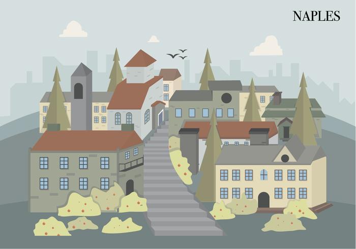 Naples City Italienisches Gebäude Vector Illustration