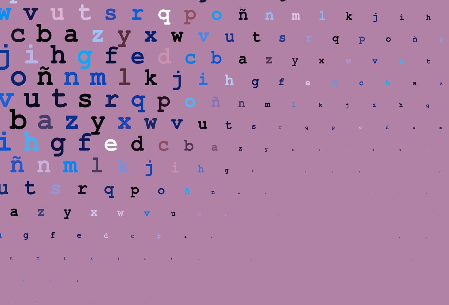 dunkelrosa, blaues Vektorlayout mit lateinischem Alphabet. vektor