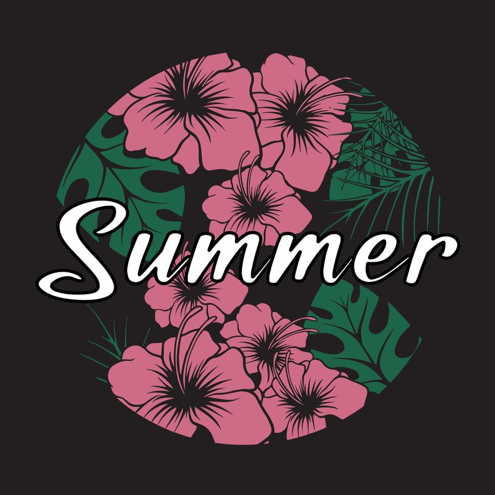 sommar blommig design illustration för t-shirt och klistermärken vektor