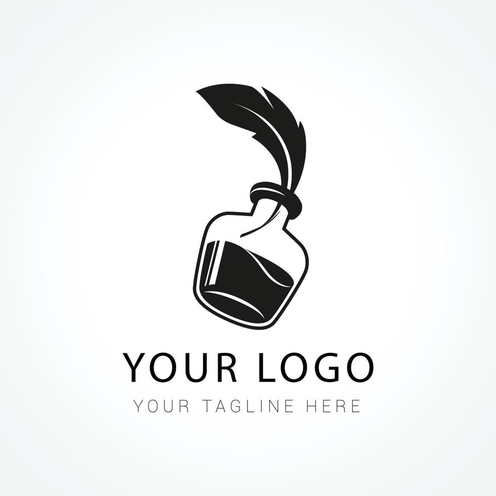 Logo-Vorlagendesign für den Federkiel mit Farbverlauf vektor
