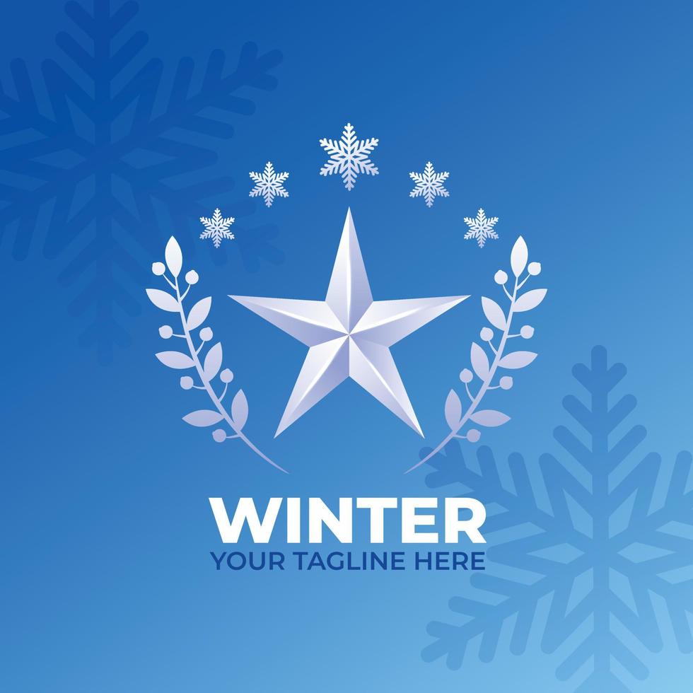 realistisches Winter-Logo-Template-Design vektor