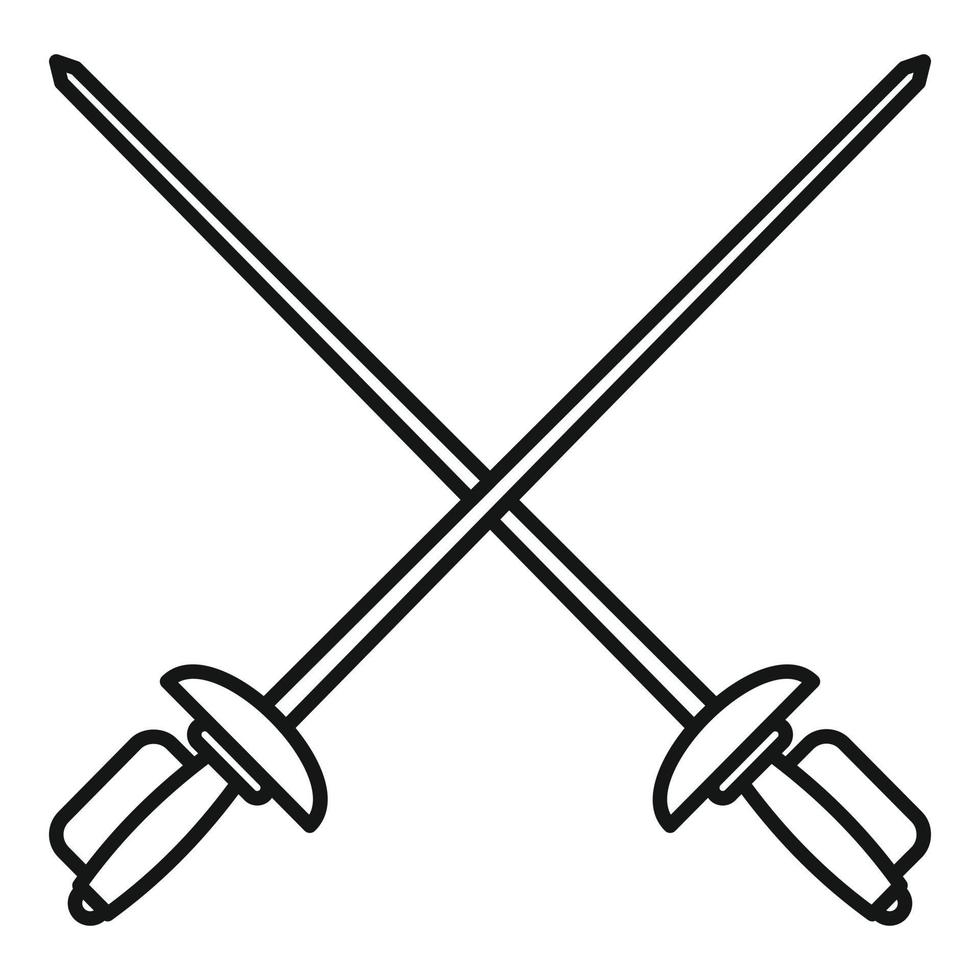 Symbol für gekreuzte Metall-Rapiers, Umrissstil vektor