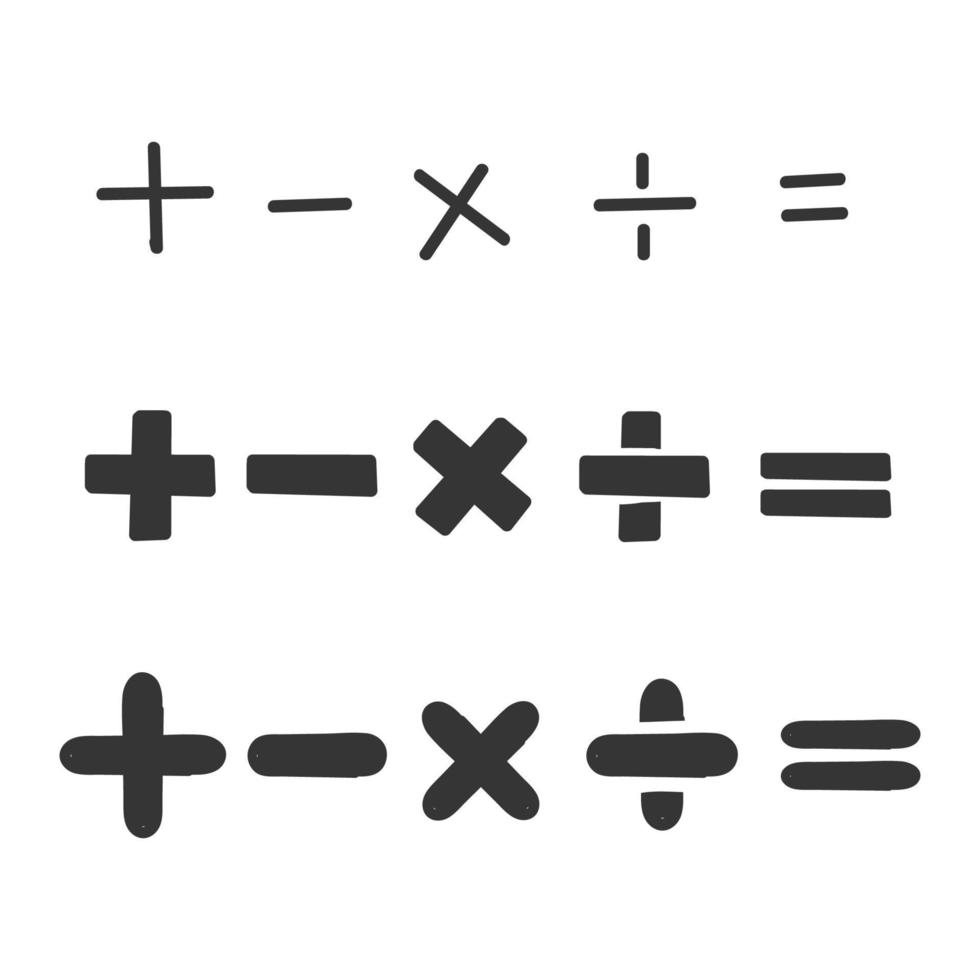 hand gezeichnete doodle mathematische symbolsammlung isoliert vektor