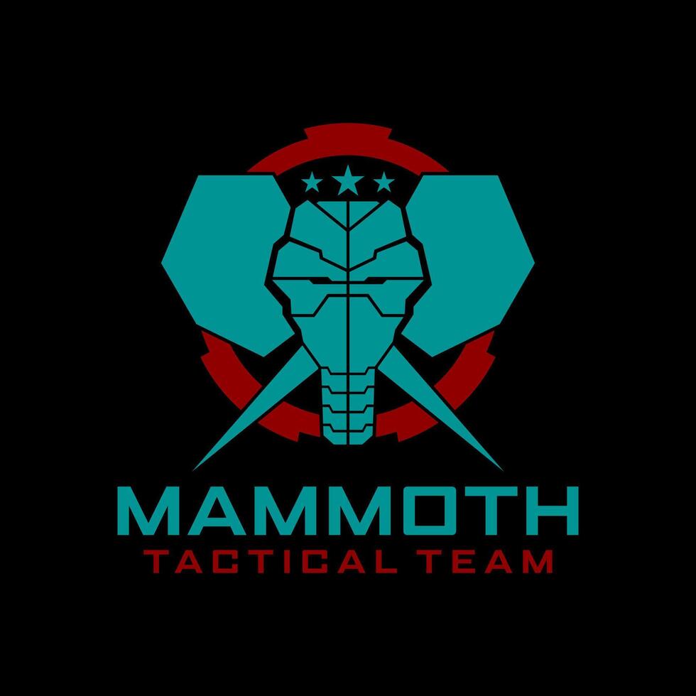 mammut elefant taktisk mål logotyp i cyrcle vektor mall för militär taktisk arsenal logotyp design