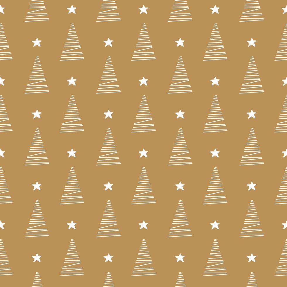 einfaches weihnachtsbaummuster auf goldenem hintergrund vektor