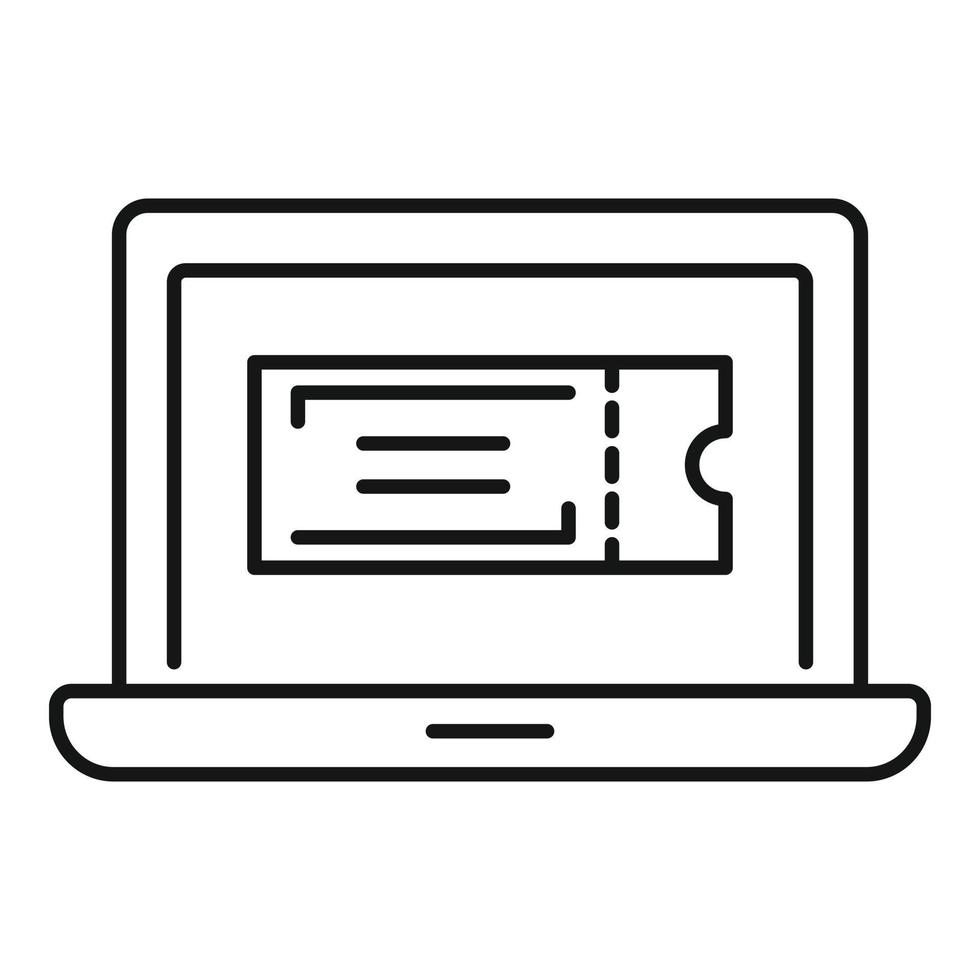 Laptop-Online-Ticket-Symbol, Umrissstil vektor